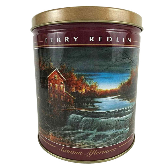 Terry Redlin Autumn Afternoon Hadley Tin Box Container Olive Can Company 2000 - Picture 1 of 7